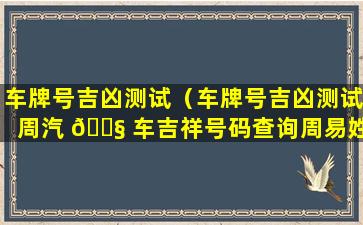 车牌号吉凶测试（车牌号吉凶测试周汽 🐧 车吉祥号码查询周易姓名）